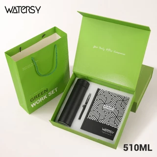 WATERSY Kit Presente Corporativo Garrafa Térmica Inox 510ml Brinde para Aniversário Dia dos Pais Natal