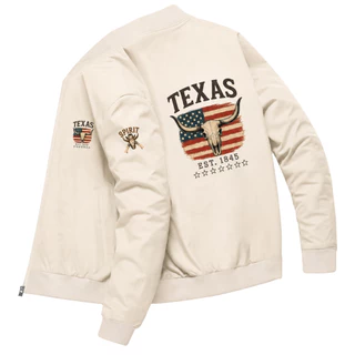 Jaqueta Bomber Estampada Esportes Casual Texas USA Flag Bandeira Cowboy Country Bull Skull Rodeio