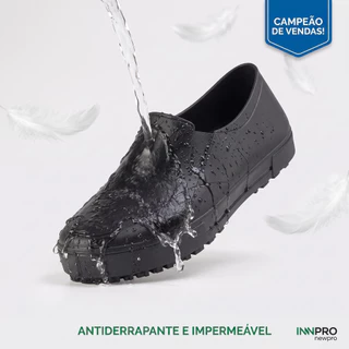 Sapato Ocupacional Preto Sem Cadarço Antiderrapante Confortável
