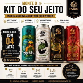 Kit Cervejas Horus mitologia grega exclusiva latas 473 ml 4 unidades