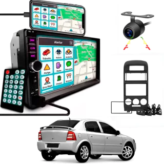 Kit Central Multimidia Com Moldura do Astra Ar Analógico Com Câmera de Ré