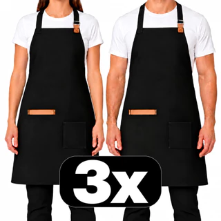 3x Aventais Arckia Oxford Resinado com Bolso e Porta-Pano Garçom Barista Restaurante Cozinha