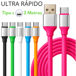 Cabo Carregador Tipo c Turbo Reforçado Emborrachado Super Resistente Com Carregamento Rápido E Transferência De Dados