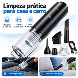 【Vários acessórios】Aspirador e Soprador 3 em 1 Portátil Recarregável Super Potente para Casa e Carro