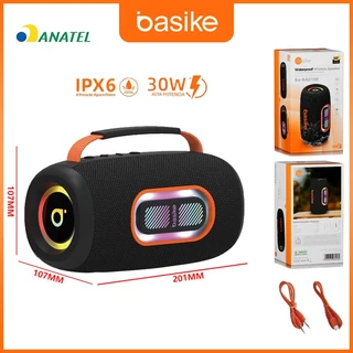 Basike Caixa De Som Bluetooth Estéreo 30W Potente IPX7 TWS RGB em Oferta na Shopee