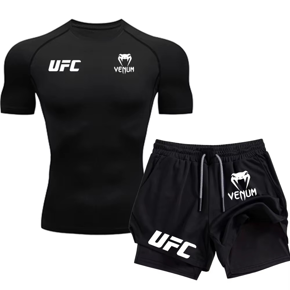 Kit Camiseta e Short Compressão Gym Fitness Academia Luta UFC Venum ...