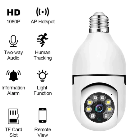 KIT 3 Câmera wifi ip sem fio giratória 360 com encaixe lampada bocal rosca ptz full HD visão noturna segurança