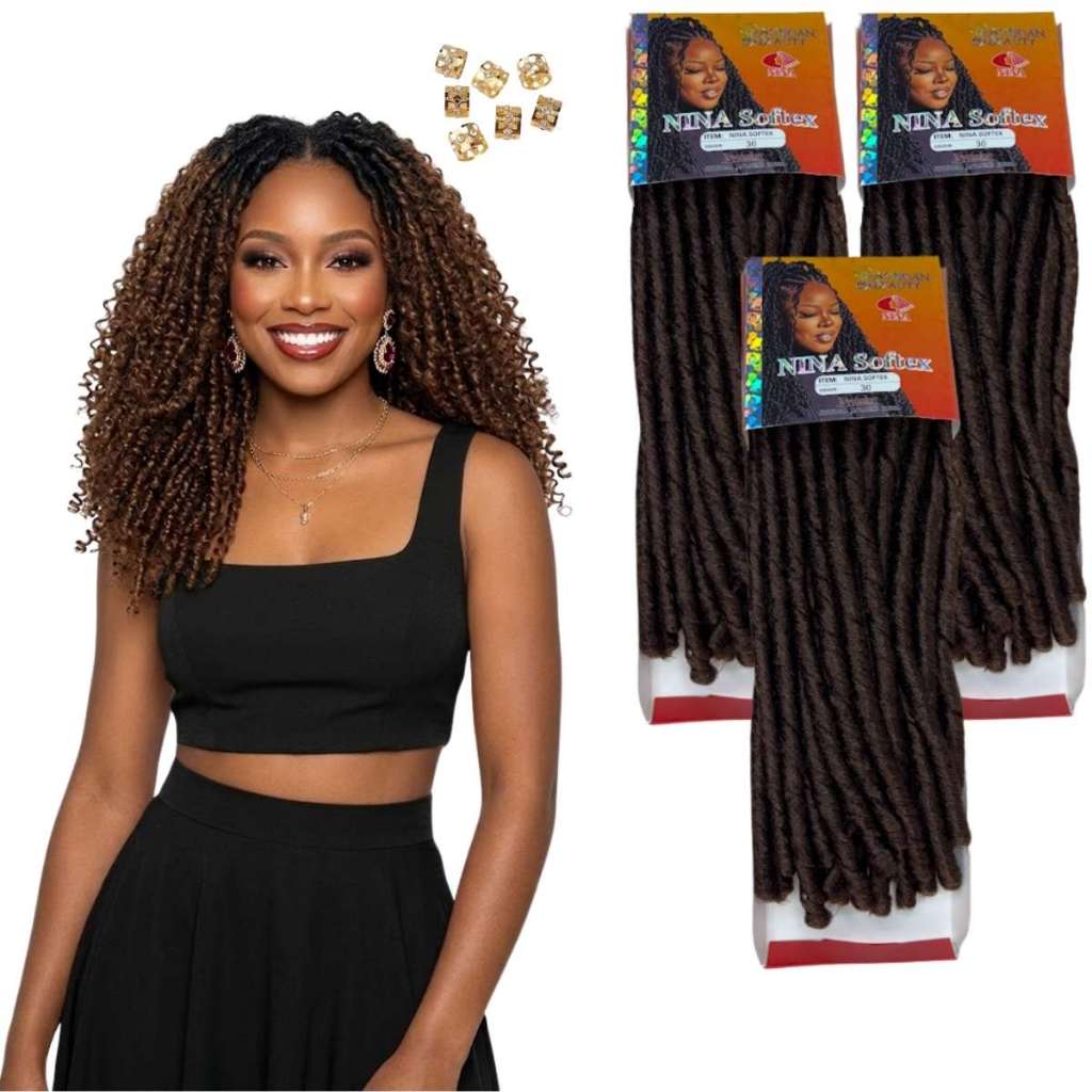 Kit 3 Aplique Cabelo Nina Softex African Beauty Cacheado Crochet