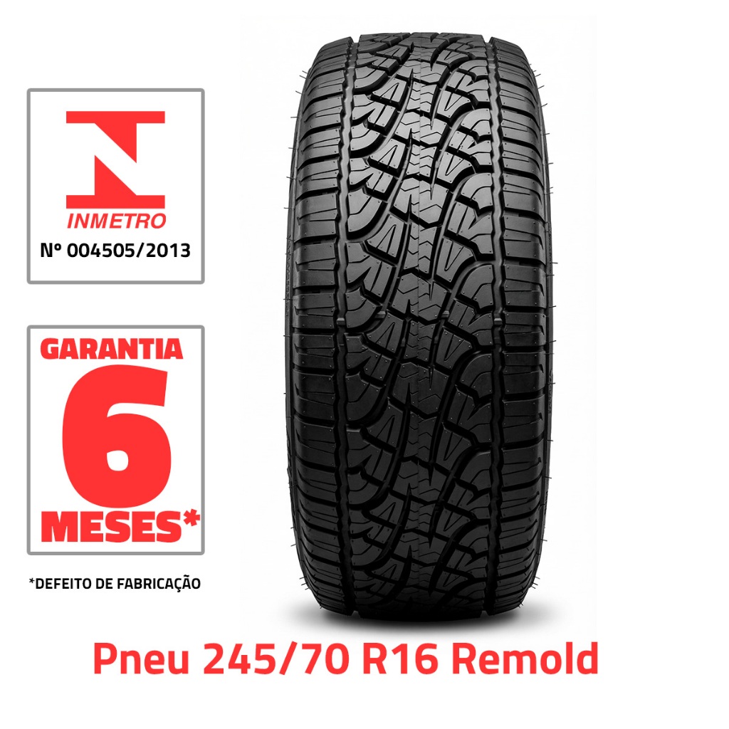 Pneu 245/70 R16 Remold Black Tyre ATR Aro 16 Inmetro S10 Ranger Hilux ...