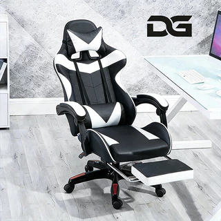 Cadeira gamer Ergonômica Reclinável Altura Ajustável Reclina 180° Couro Sintético Giratória F19