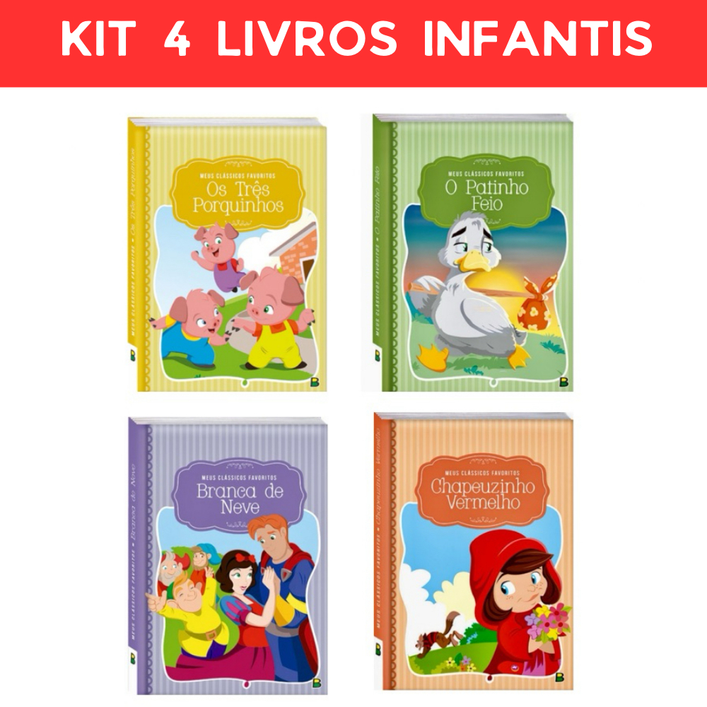 Kit 4 livros de Histórias Infantis - Meus Classicos Favoritos | Shopee ...