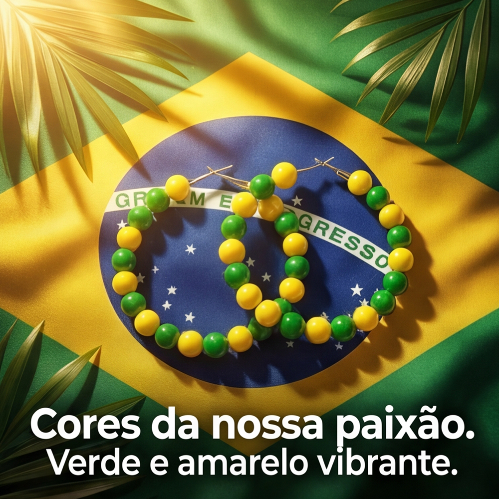 Brincos Brasil Copa do Mundo – Argola Colorida Verde Amarelo, Acessório de Torcida, Look Essencial em Oferta na Shopee