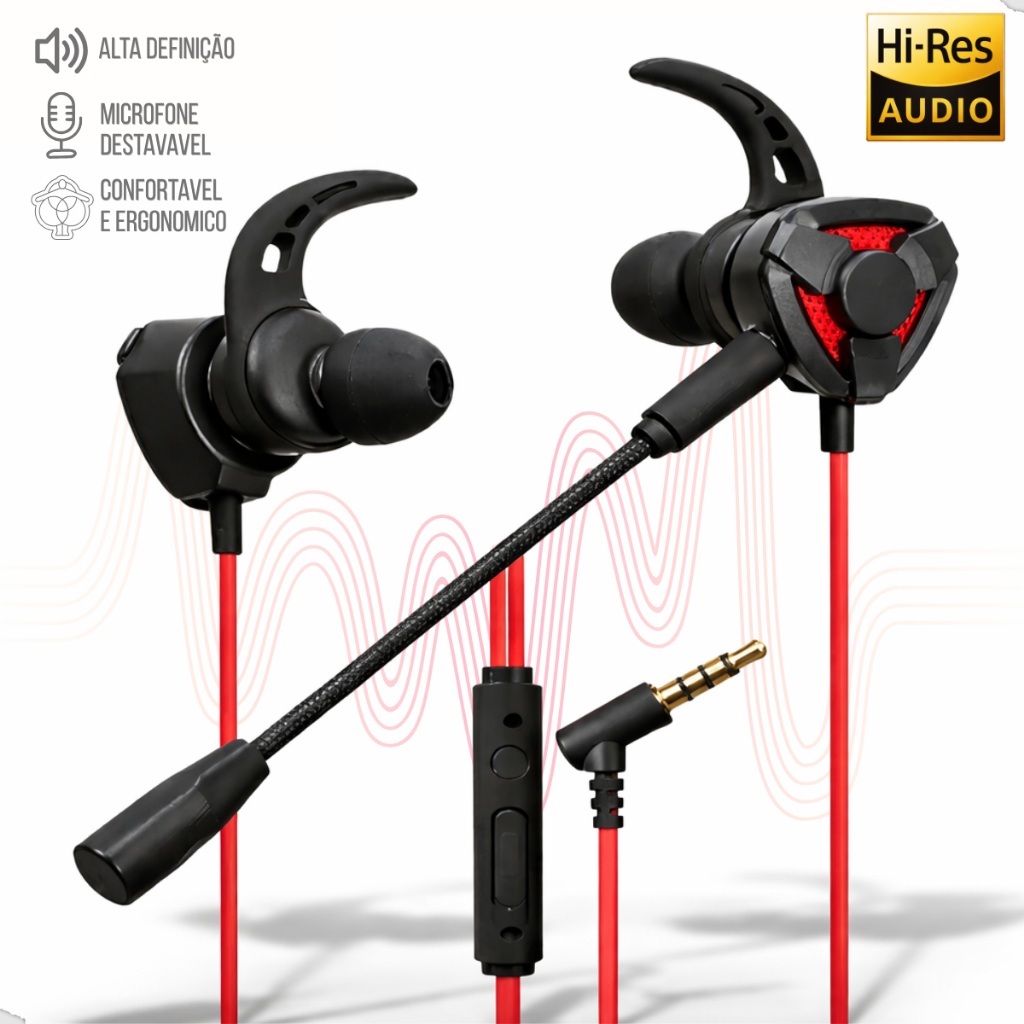 fone de ouvido fio gamer microfone celular, notebook e video game