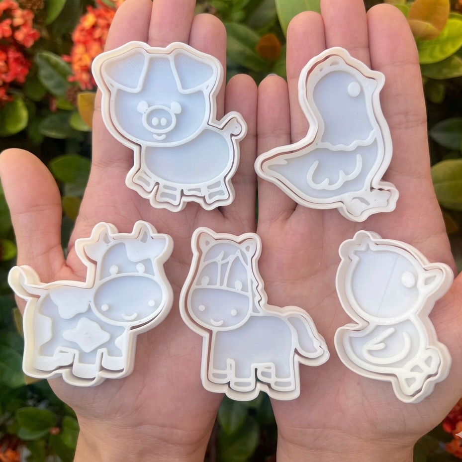Kit 5 Cortadores de Biscoito Infantil Animais Fofinhos 6cm C