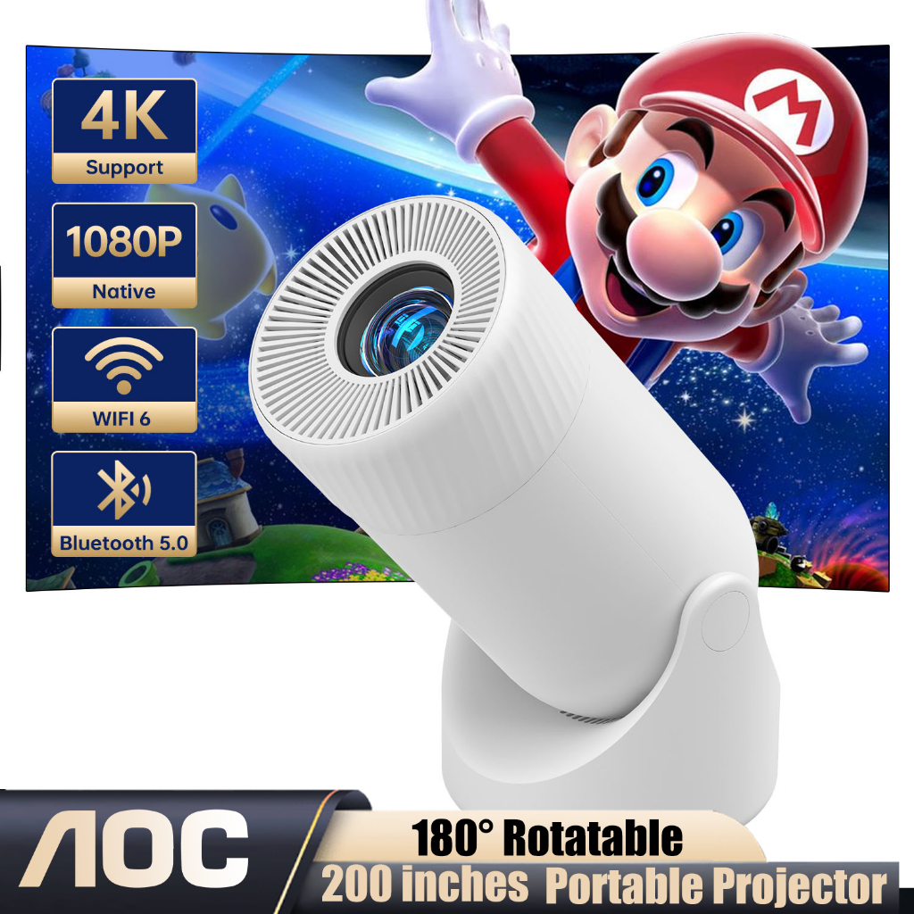 AOC Projetor 4K HD 250 Polegadas Celular, Tv B0x, Xbox, PS, Pc, Wifi6 e ...