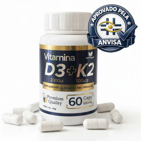 Kit 3x D3 2000UI K2 MK7 180 Caps Auxilia na Absorção de Cálcio Alta Qualidade