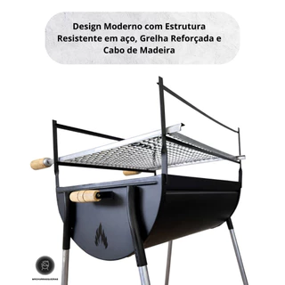 Churrasqueira Portátil 50x40 com Grelha Ajustável - Camping, Acampamento e Churrasco
