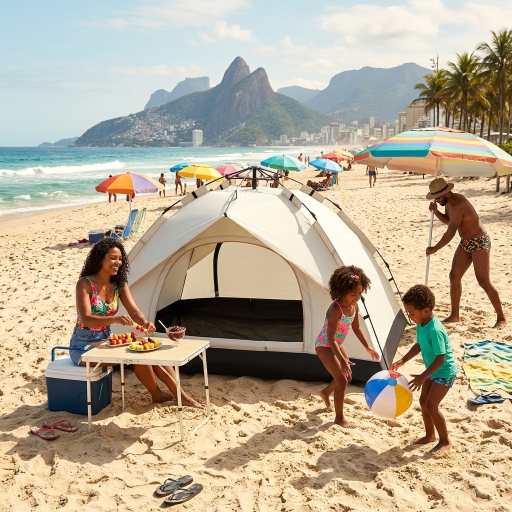 Barraca de camping automatica para 2/3 pessoas impermeavel com protecao ...