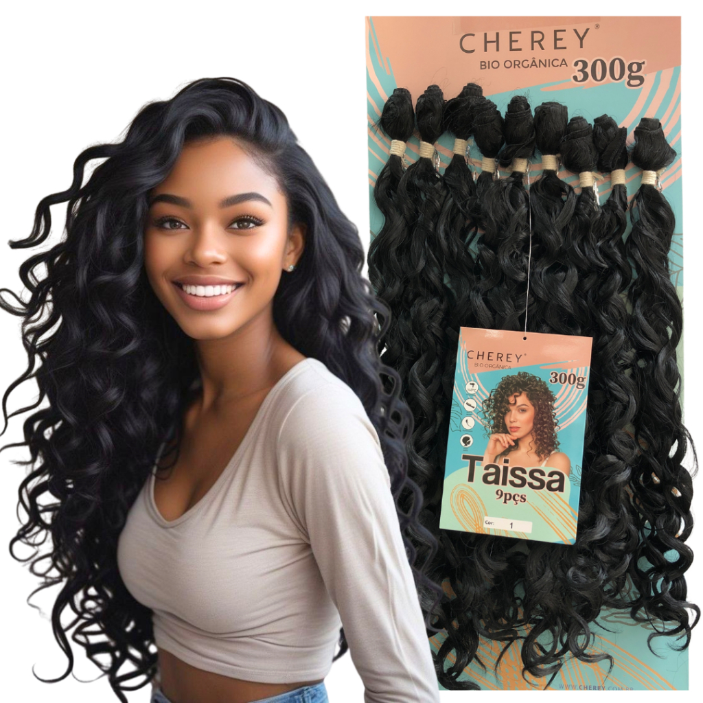 Cabelo Bio Orgânico Taissa Cherey 70cm 300gr Cachos Definidos e