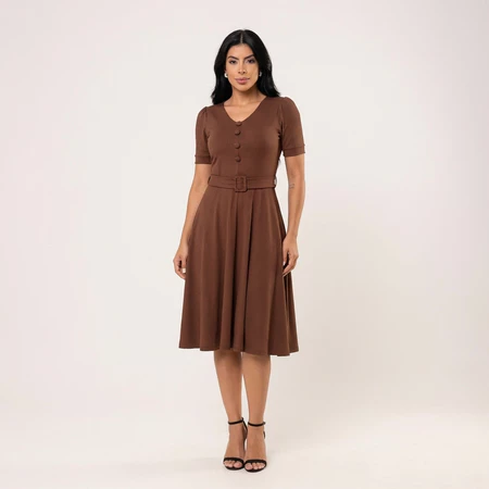 Vestido Mídi Godê Feminino Moda Evengélica