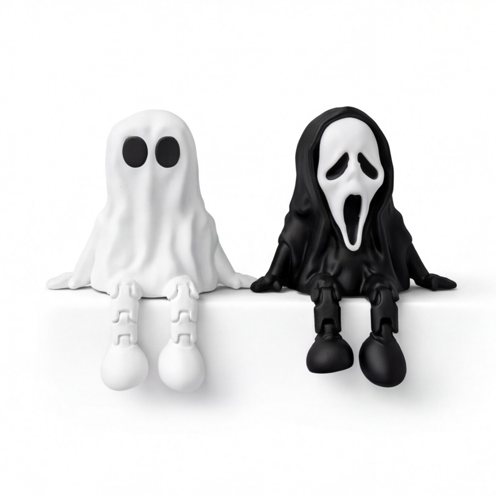 Enfeite Gamer Fantasminha e Ghostface Para Setup Gamer Geek Quarto PC Decoração