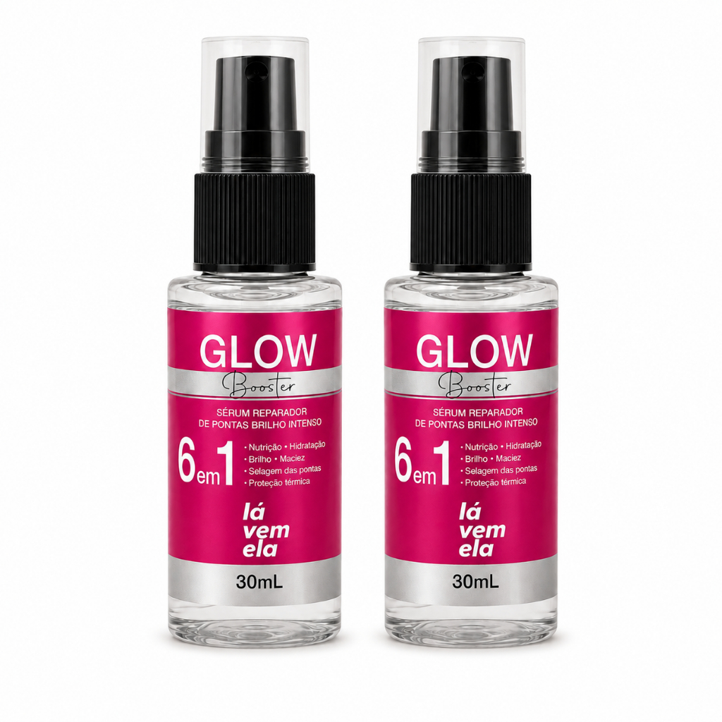 Kit com 2 Frascos de Sérum Glow Booster Reparador de Pontas