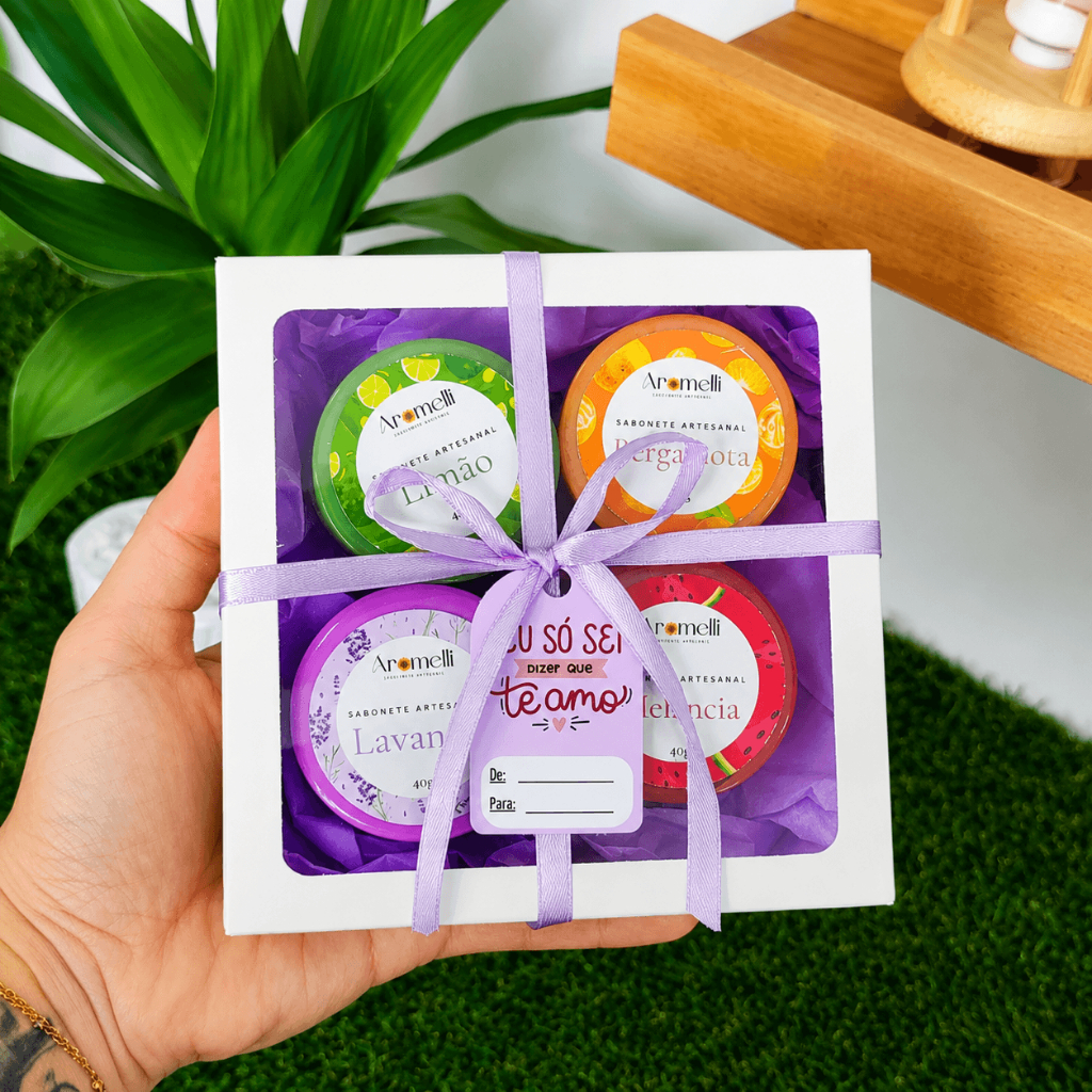 Kit Presente 4 Sabonetes Artesanais – Frutas Lavanda-Melancia