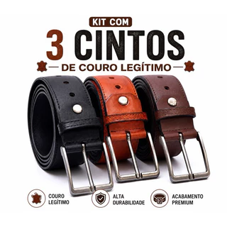 Kit Cinto de Couro 3 Peças