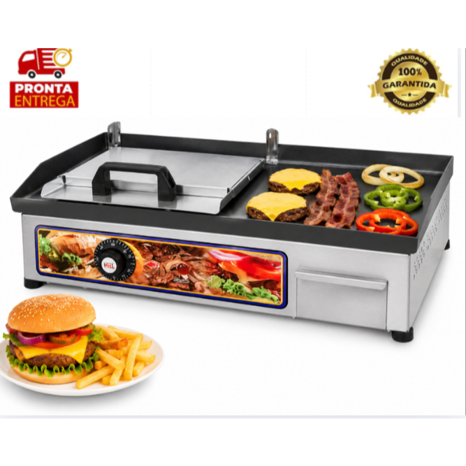 Chapa Chapeira de Lanches Elétrica 40x35 com Abafador Prensa