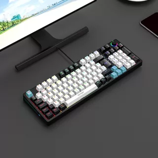 Teclado Mecânico Gamer Usb Blacklight Rgb 98 Keys (com Botão Rotativo) Abnt 2 com Ç