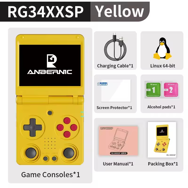 ANBERNIC RG34XXSP Flip Console de Jogos Portátil Tela IPS 3.4