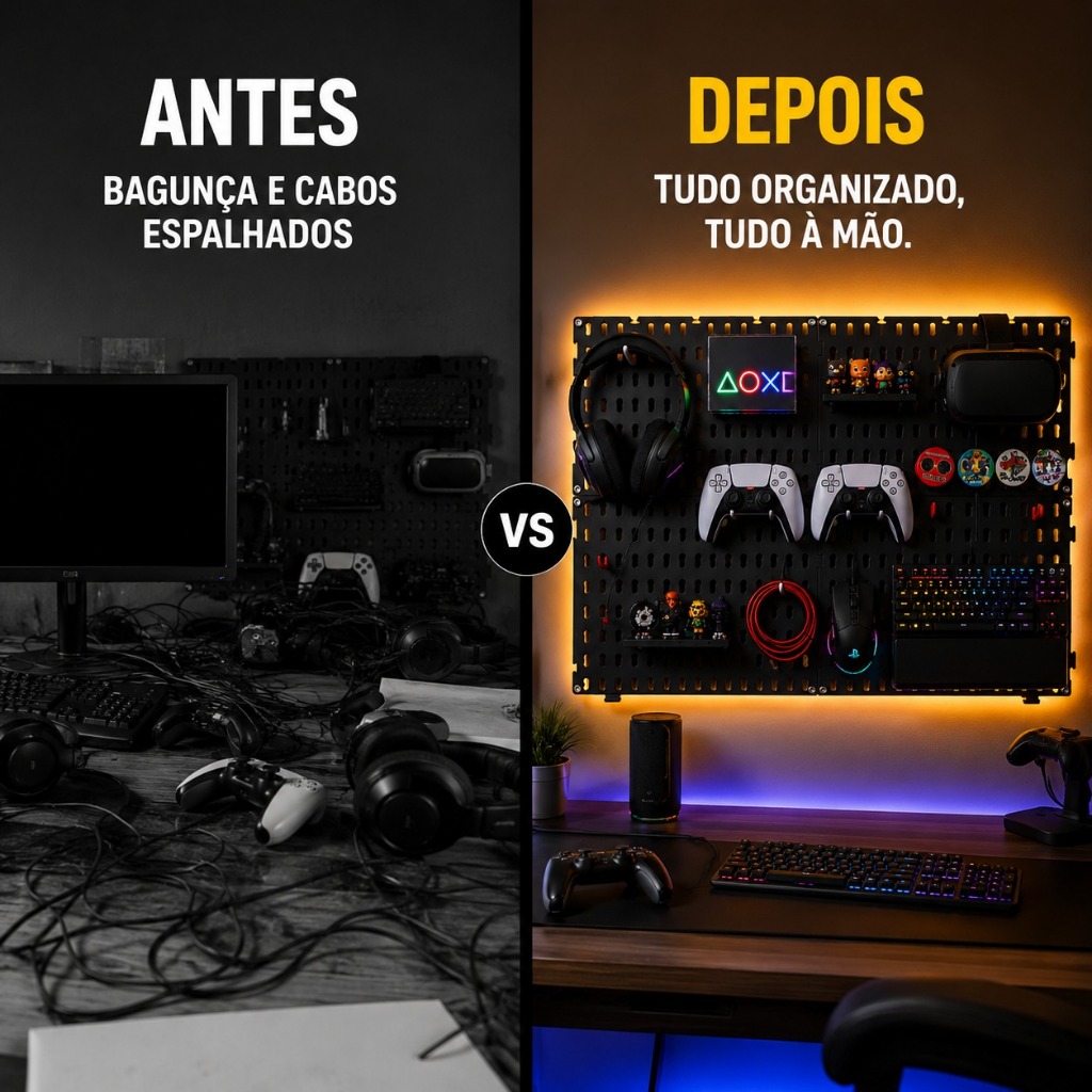 Painel Pegboard Organizador Setup Gamer 59x35 + Brindes — imagem 2