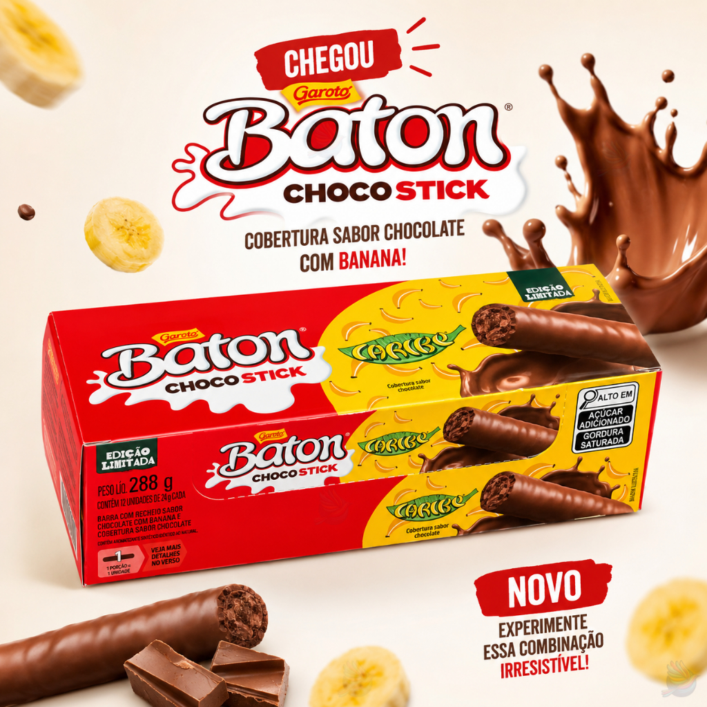 Chocolate Baton Choco Stick Caribe 12un - Novidade | Shopee Brasil