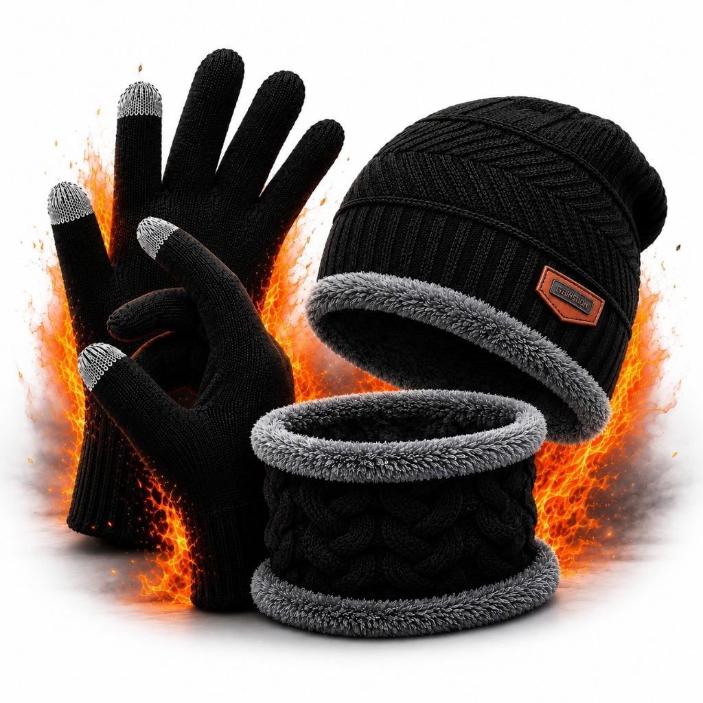 Kit Frio Inverno Touca Gorro + Luva Touch Celular + Cachecol