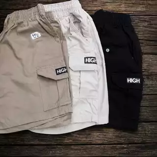 Kit 2 Short Masculino Adulto Cargo Brim Sarja Bolso Lateral