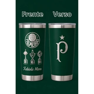 Copo Do Palmeiras Personalizado Térmico C/ Tampa E Abridor 475ml