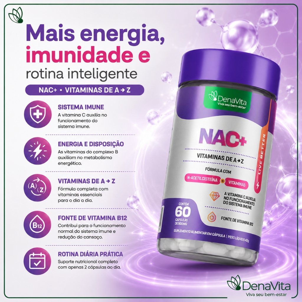 Nac Com Vitaminas De A- Z , Multivitamínico - Denavita | Shopee Brasil