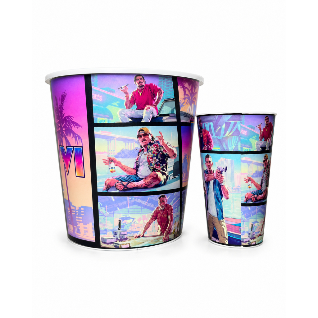Kit Balde de Pipoca 3L e Copo 550ml GTA VI – Resistente e Durável – Envio Imediato — imagem 2
