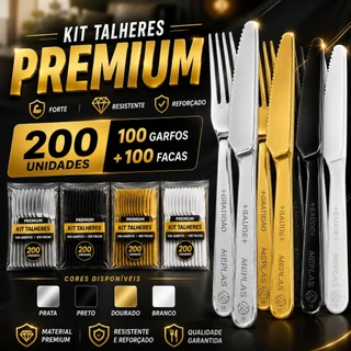 200un - Kit 100 Facas E 100 Garfos Descartáveis Reforçados