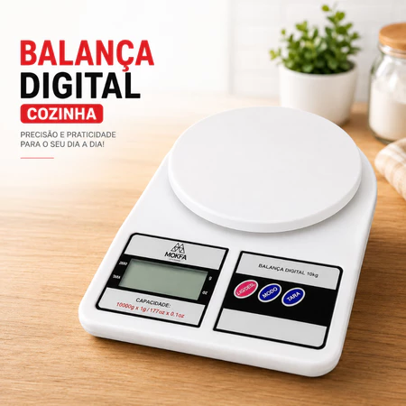 Balança Digital Precisão Eletrônica 10kg Branca Multifuncional Culinária Fitness Viagem Cozinha Mesa