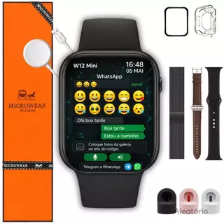 Relógio Smartwatch W12 Mini 42mm Microwear Serie 12 Responde Whatsapp Telegram + Brindes