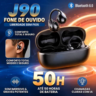 J90 Fone de Ouvido Bluetooth 6.0 Sem Fio TWS com Controle Touch HD Cancelamento de Ruído Bateria de Longa Duração