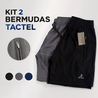 Kit 2 Bermuda Masculina Elastic Premium P M G GG Com Ziper, nos Bolsos da frente - Academia, Corrida, Esportes
