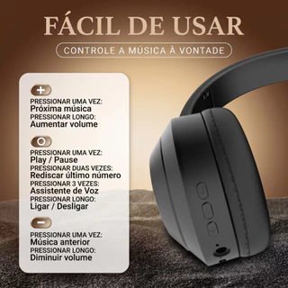 Headphone Fone de Ouvido Bluetooth UID-28 Sem Fio Cartão TF Type-C Dobrável Som Hi-Fi P2