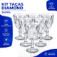 Jogo Taças Vidro 340Ml Diamond Bico Jaca Abacaxi Conjunto Taça Para Água Vinho Tinto Suco Diamante