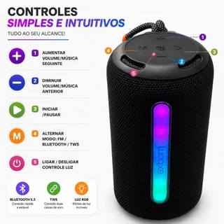 Caixa De Som Bluetooth Portátil Led Rgb 31BTL 33BTL Alto Falante Multimídia Fm P2 Usb 15w 30w