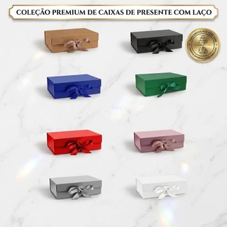 Caixa de Presente Rígida Dobrável Luxo com Fita de Cetim para Embalagens e Lembrancinhas - Vários Tamanhos 1 Unid