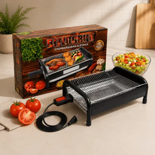 Churrasqueira Elétrica Portátil Grill Gourmet de Mesa Bancada Apartamento Bivolt 110 v/ 220 v Cantinho do Churrasco