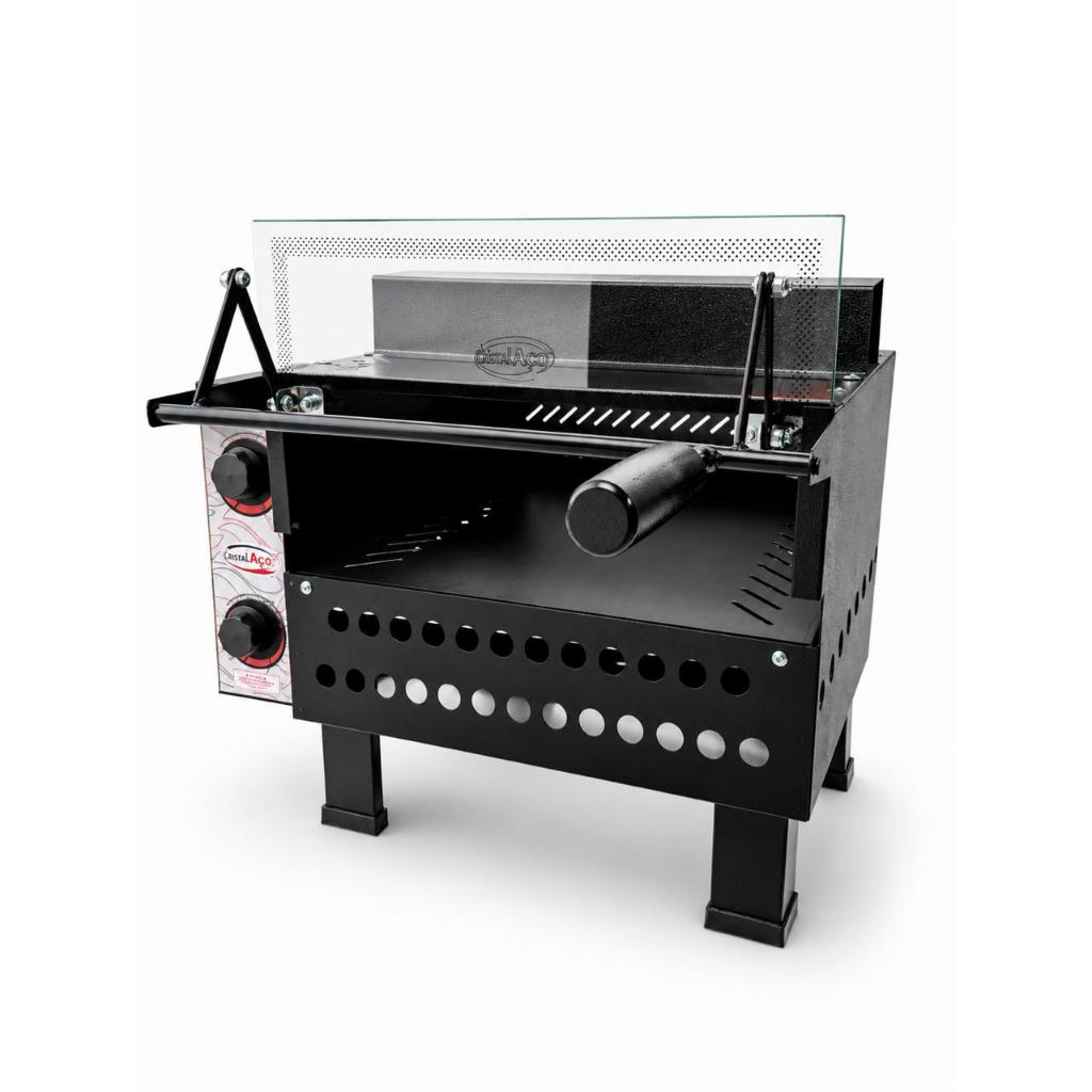 Forno De Pizza Profissional A Gás Com Infravermelho 68x48 Para 1 Pizza Grande Cristal Aço