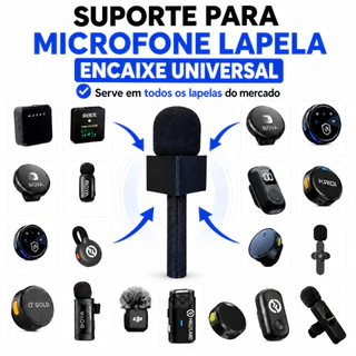 Suporte Universal para Microfone Lapela com Canopla e Espuma - Bastão de Mão para Entrevistas